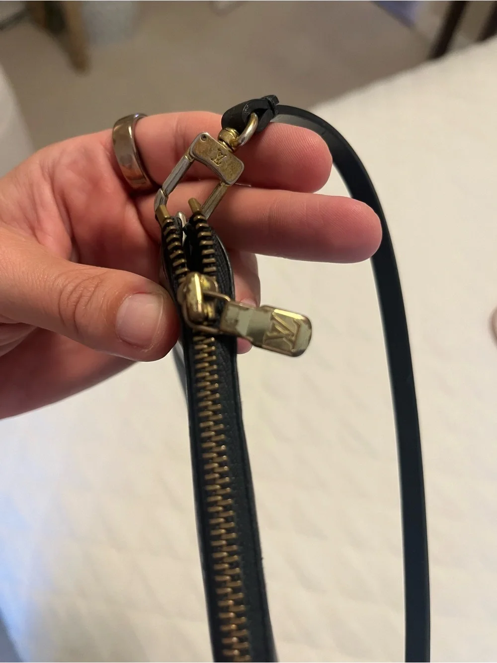 Louis Vuitton Black Epi Leather Pochette with Gold Hardware